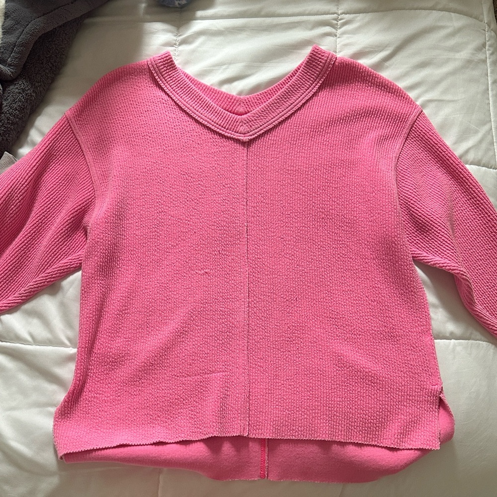 Aerie Bright Pink V Neck sweater